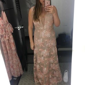 BCBG MaxAzaria Illusion neck lace gown